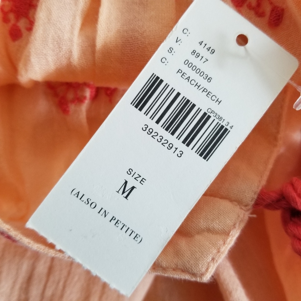 Anthro Mermaid Desert Rose Peach Embroidered Beach Tunic Cover Up NWT Size M - Picture 12 of 16